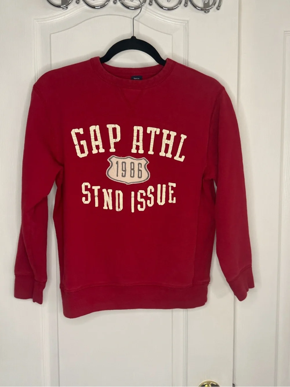 GAP Red Crewneck Sweatshirt with Cream Logo